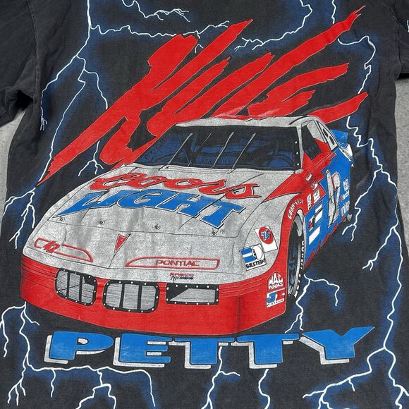 VTG 1995 Kyle Petty Coors Light 2-Sided AOP Graphic T-Shirt Thunder NASCAR Sz M - Picture 2 of 13